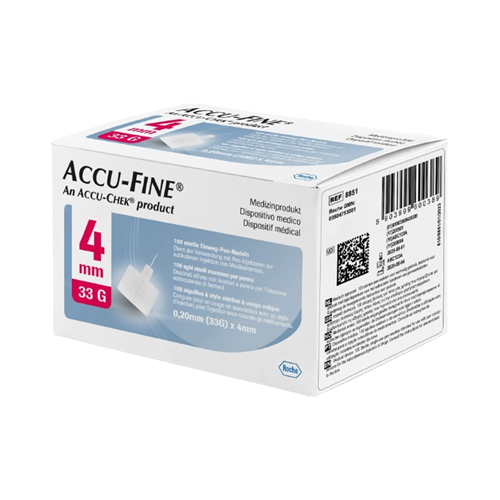 Bilde viser Accu-Fine pennekanyler, designet for mennesker med diabetes.