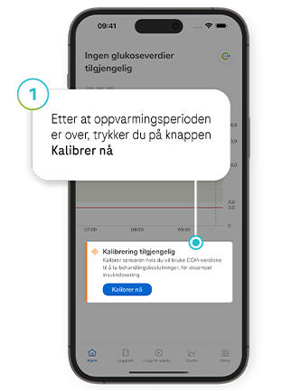 Skjermbilde av SmartGuide-appenes Kalibrer nå-knapp.