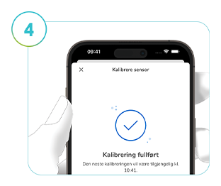 Skjermbilde av SmartGuide-appenes Kalibrering fullført-skjerm.