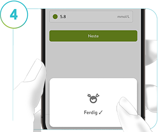 Skjermbilde av Kalibrering vellykket-skjermen i mySugr glukoseinnsikter.