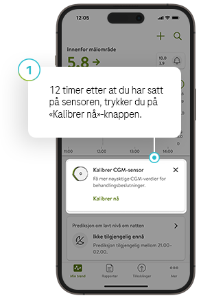Skjermbilde av Kalibrer nå-knappen i mySugr glukoseinnsikter.