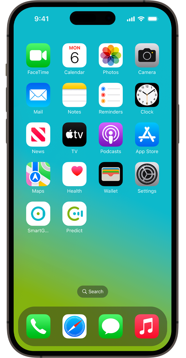 SmartGuide Predict-apper som er lastet ned på en iPhone.