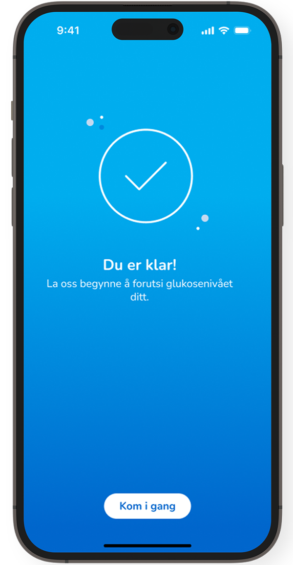 Skjermbilde av SmartGuide Predict-appens Oppsett fullført-skjerm.