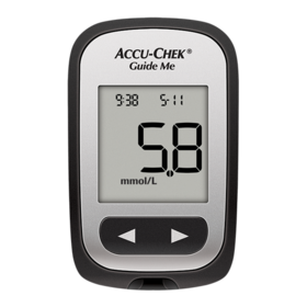 Bilde viser Accu-Chek® Guide Me blodsukkerapparat, designet for mennesker med diabetes.