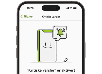 Skjermbilde av mySugr-appen som viser beskrivelsen av viktige varsler.