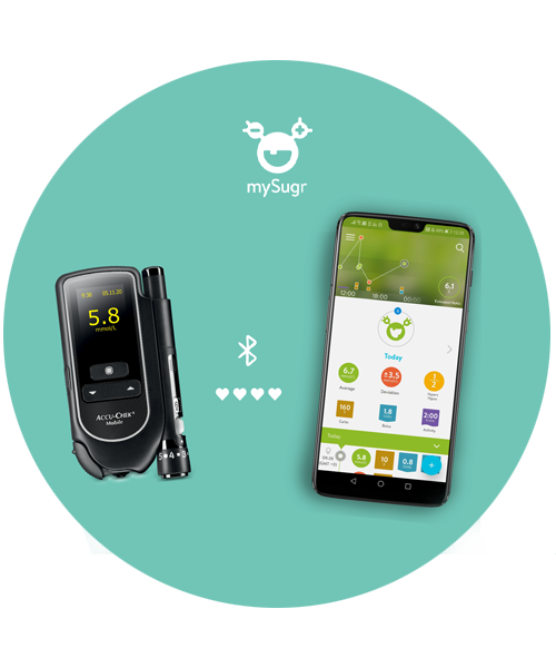 Bilde viser Accu-Chek® Mobile blodsukkerapparat, designet for mennesker med diabetes.